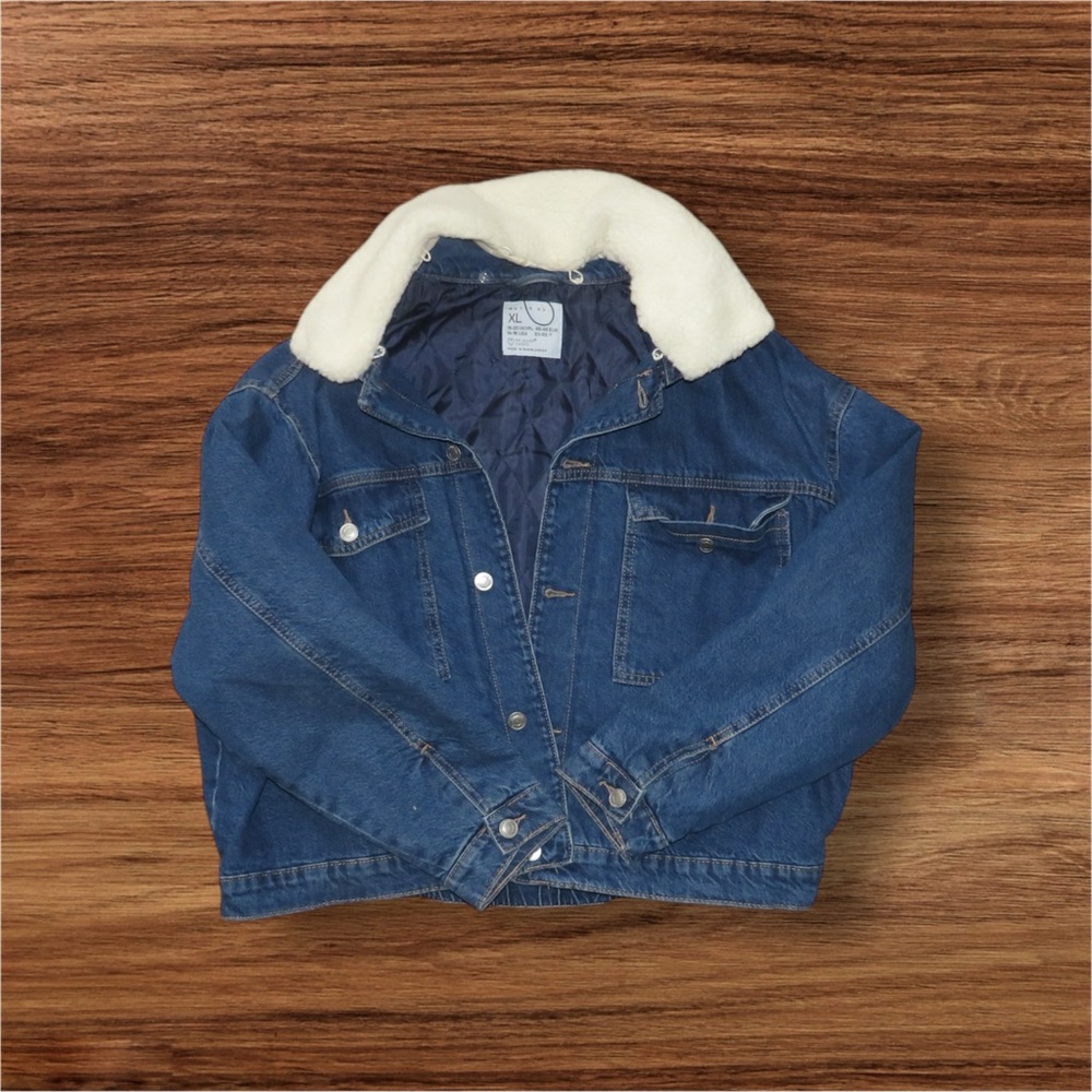 Denim Jacket with Faux Fur Collar